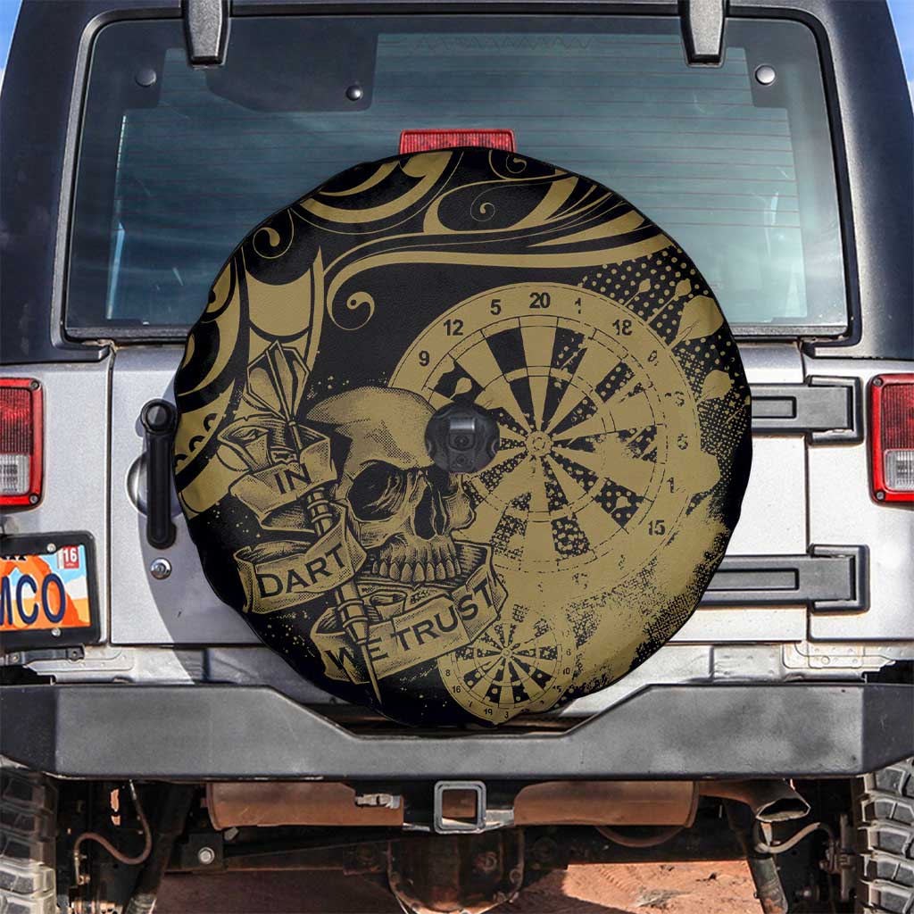New Zealand Darts Spare Tire Cover Skull In Dart We Trust Maori Pattern - Polynesian Pride