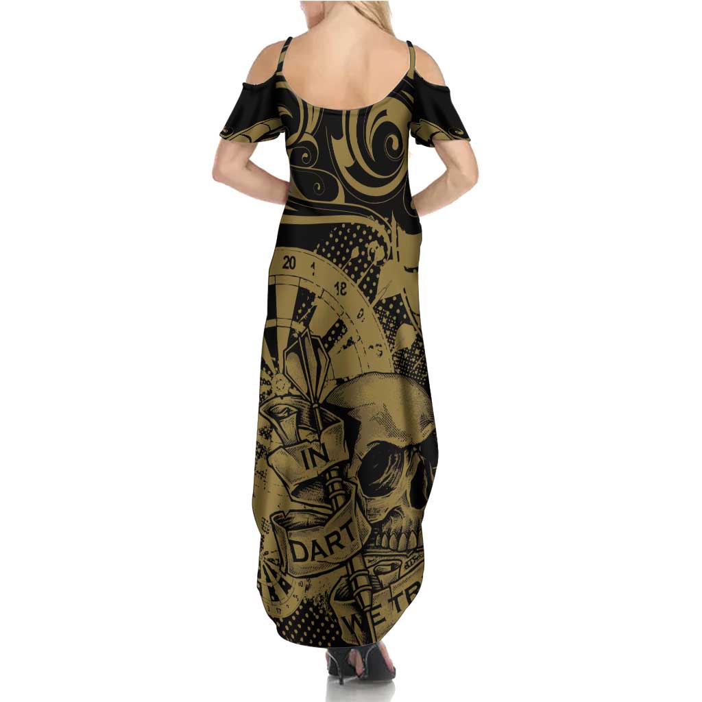 New Zealand Darts Summer Maxi Dress Skull In Dart We Trust Maori Pattern - Polynesian Pride
