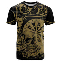 New Zealand Darts T Shirt Skull In Dart We Trust Maori Pattern - Polynesian Pride