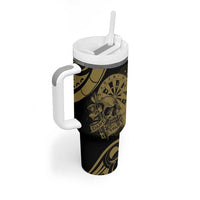New Zealand Darts Tumbler With Handle Skull In Dart We Trust Maori Pattern - Polynesian Pride
