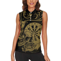 New Zealand Darts Women Sleeveless Polo Shirt Skull In Dart We Trust Maori Pattern - Polynesian Pride