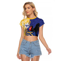 Personalised Nauru Angam Day Raglan Cropped T Shirt Naoero Frigatebird With Flag Proud