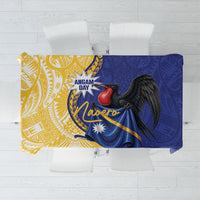 Nauru Angam Day Tablecloth Naoero Frigatebird With Flag Proud LT14 Blue - Polynesian Pride