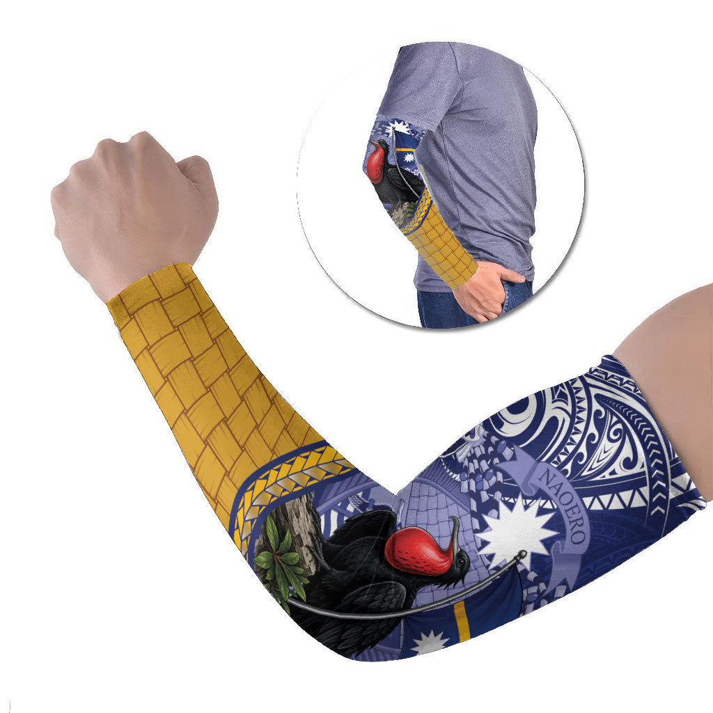 Magnificent Frigatebird Nauru Arm Sleeves Pandanus Weaving Polynesian Pattern LT14 Set of 2 Blue - Polynesian Pride