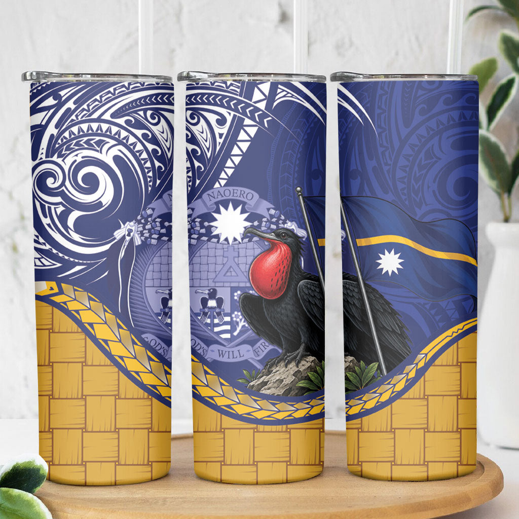 Magnificent Frigatebird Nauru Skinny Tumbler Pandanus Weaving Polynesian Pattern