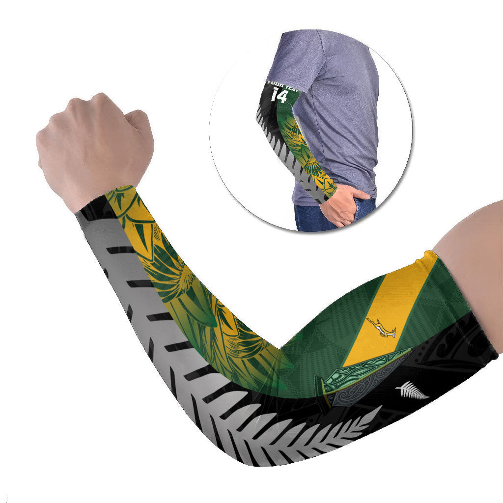 New Zealand and South Africa Rugby Custom Arm Sleeves Ultimate Rivalry All Black Springboks LT14 Set of 2 Multicolor - Polynesian Pride