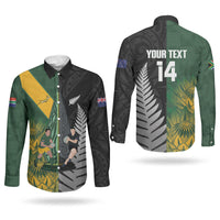 New Zealand and South Africa Rugby Custom Couples Matching Off The Shoulder Long Sleeve Dress and Long Sleeve Button Shirt Ultimate Rivalry All Black Springboks