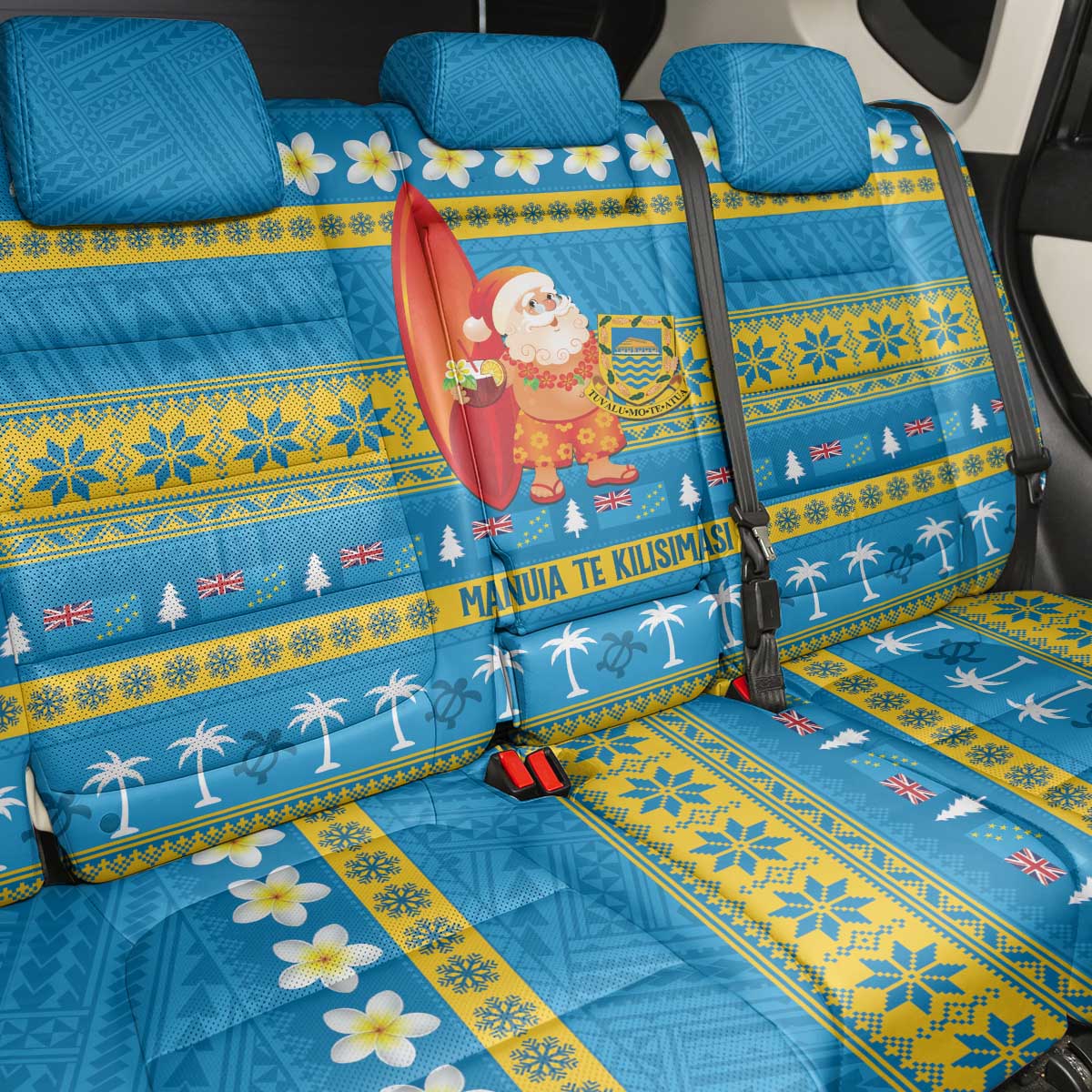 Tuvalu Christmas Back Car Seat Cover Cute Santa Manuia te Kilisimasi - Polynesian Pride