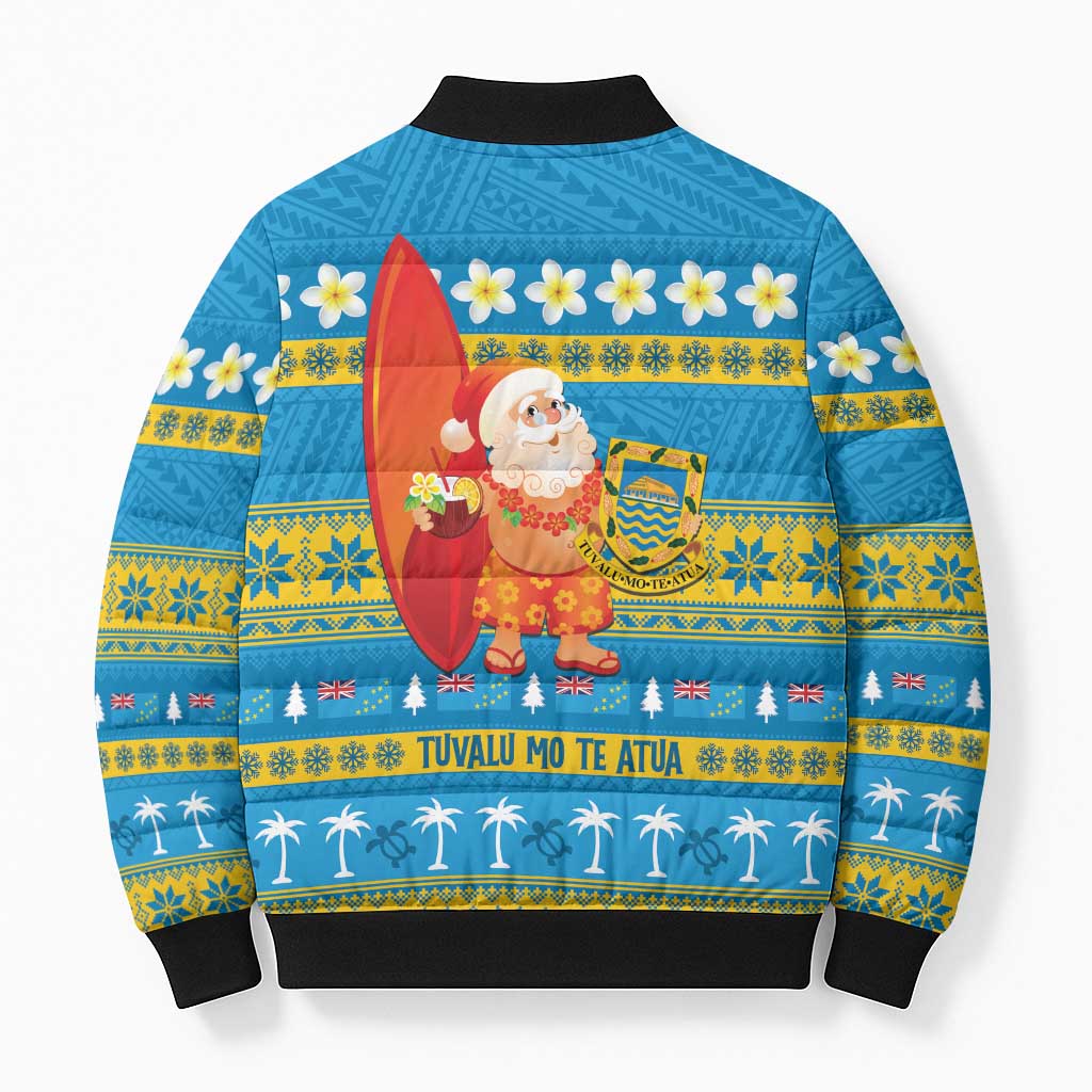 Tuvalu Christmas Bomber Puffer Jacket Cute Santa Manuia te Kilisimasi - Polynesian Pride