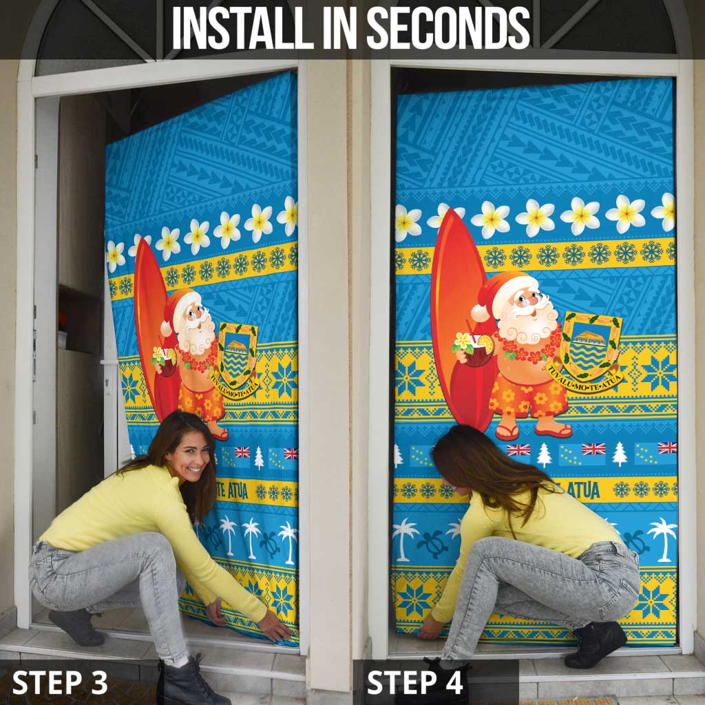 Tuvalu Christmas Door Cover Cute Santa Manuia te Kilisimasi - Polynesian Pride