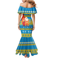Tuvalu Christmas Family Matching Mermaid Dress and Hawaiian Shirt Cute Santa Manuia te Kilisimasi LT14 - Polynesian Pride