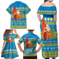 Tuvalu Christmas Family Matching Off Shoulder Maxi Dress and Hawaiian Shirt Cute Santa Manuia te Kilisimasi - Polynesian Pride