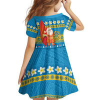 Tuvalu Christmas Family Matching Off Shoulder Short Dress and Hawaiian Shirt Cute Santa Manuia te Kilisimasi - Polynesian Pride