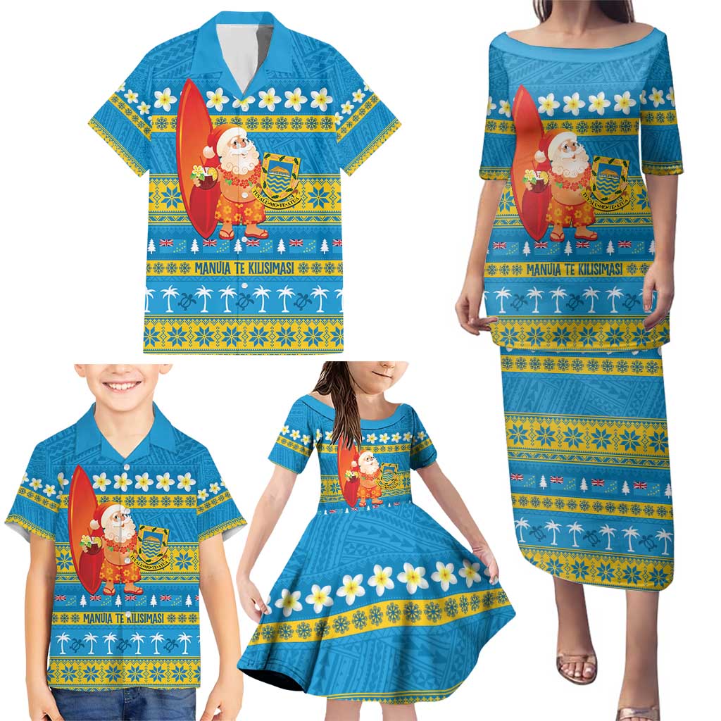 Tuvalu Christmas Family Matching Puletasi and Hawaiian Shirt Cute Santa Manuia te Kilisimasi LT14 - Polynesian Pride