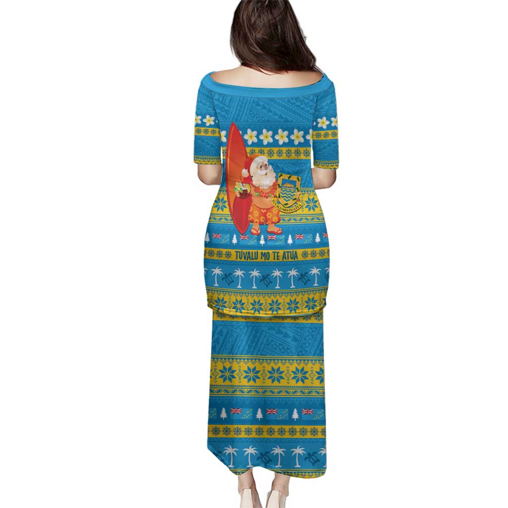 Tuvalu Christmas Family Matching Puletasi and Hawaiian Shirt Cute Santa Manuia te Kilisimasi LT14 - Polynesian Pride