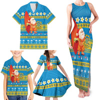 Tuvalu Christmas Family Matching Tank Maxi Dress and Hawaiian Shirt Cute Santa Manuia te Kilisimasi LT14 - Polynesian Pride