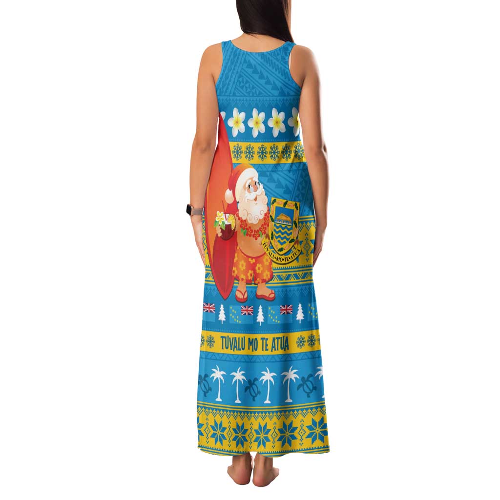 Tuvalu Christmas Family Matching Tank Maxi Dress and Hawaiian Shirt Cute Santa Manuia te Kilisimasi LT14 - Polynesian Pride