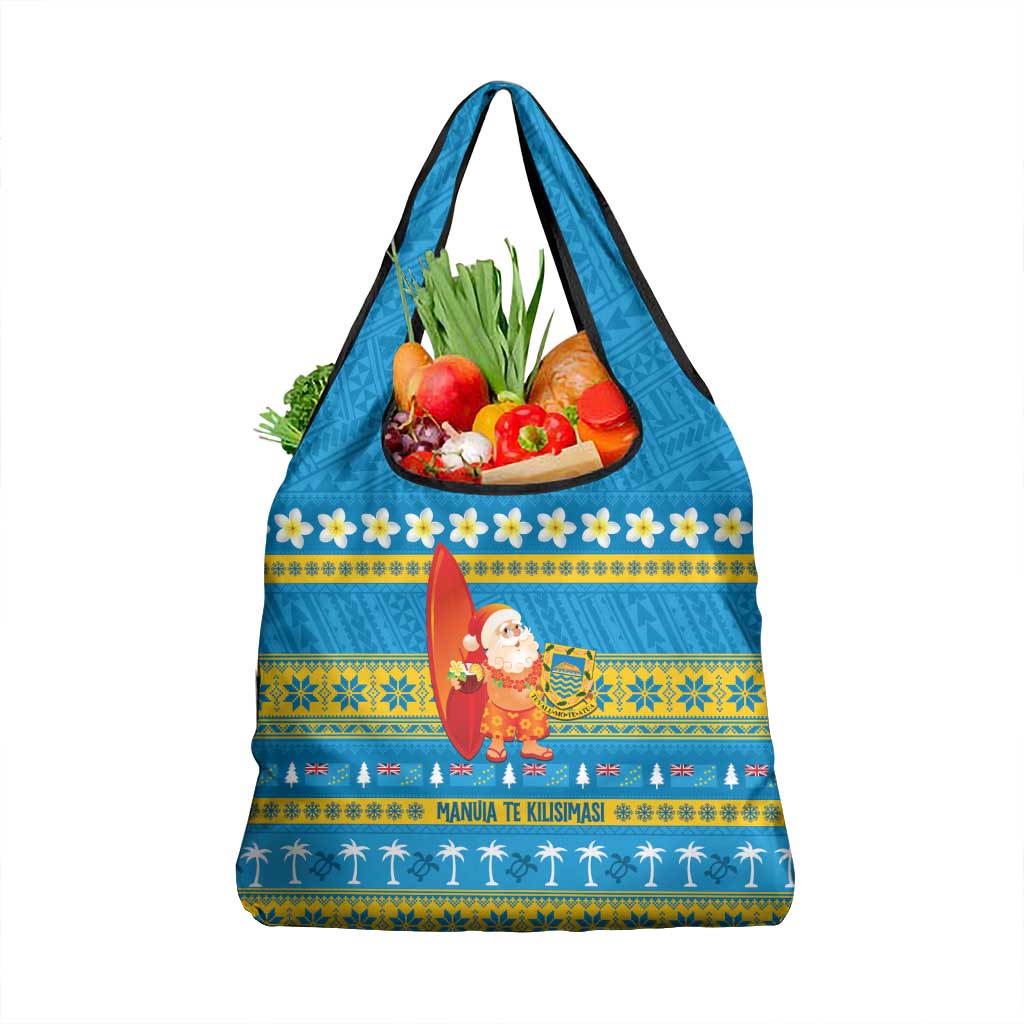 Tuvalu Christmas Grocery Bag Cute Santa Manuia te Kilisimasi - Polynesian Pride