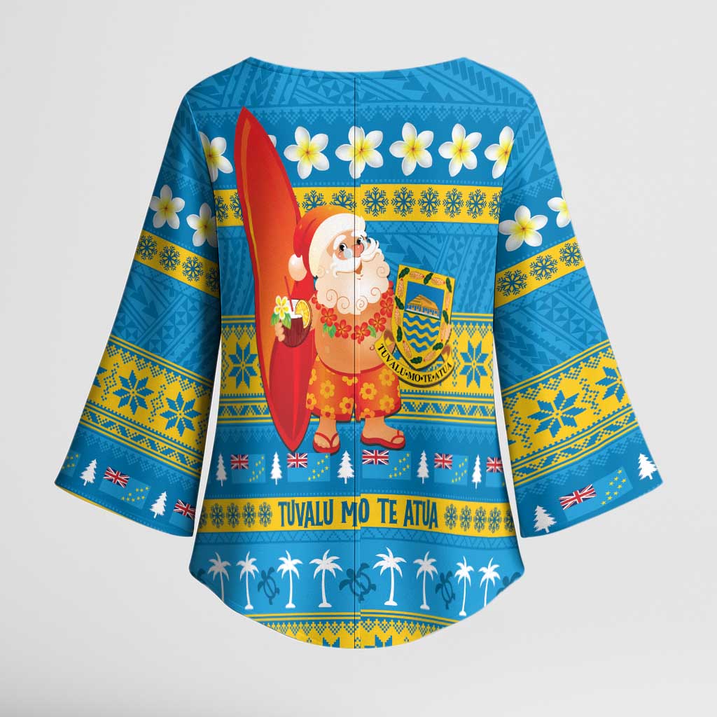Tuvalu Christmas Kimono Sleeve Blouse Cute Santa Manuia te Kilisimasi LT14 - Polynesian Pride
