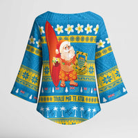 Tuvalu Christmas Kimono Sleeve Blouse Cute Santa Manuia te Kilisimasi LT14 - Polynesian Pride