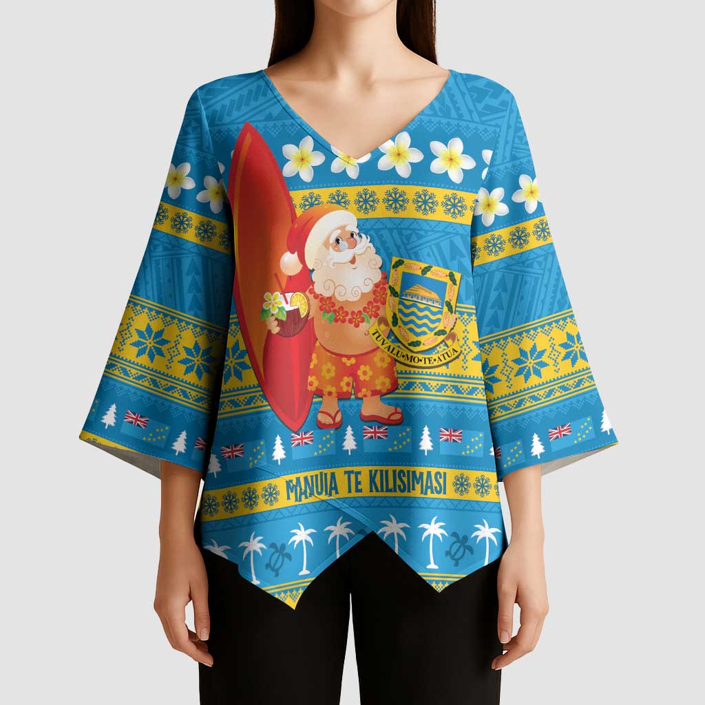 Tuvalu Christmas Kimono Sleeve Blouse Cute Santa Manuia te Kilisimasi LT14 - Polynesian Pride