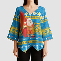 Tuvalu Christmas Kimono Sleeve Blouse Cute Santa Manuia te Kilisimasi LT14 - Polynesian Pride