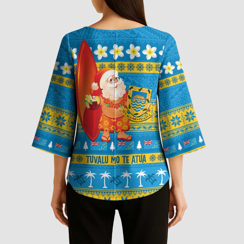 Tuvalu Christmas Kimono Sleeve Blouse Cute Santa Manuia te Kilisimasi LT14 - Polynesian Pride