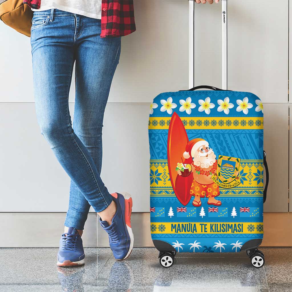 Tuvalu Christmas Luggage Cover Cute Santa Manuia te Kilisimasi - Polynesian Pride