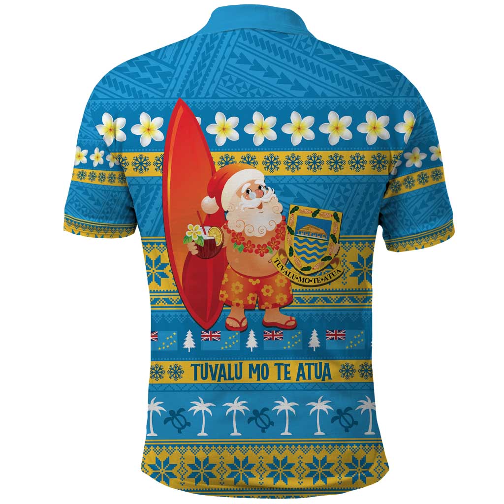 Tuvalu Christmas Polo Shirt Cute Santa Manuia te Kilisimasi - Polynesian Pride