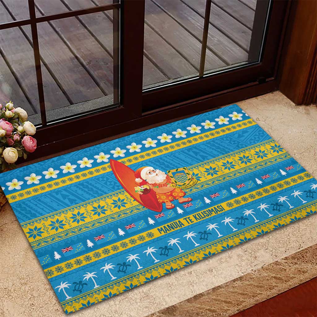 Tuvalu Christmas Rubber Doormat Cute Santa Manuia te Kilisimasi - Polynesian Pride
