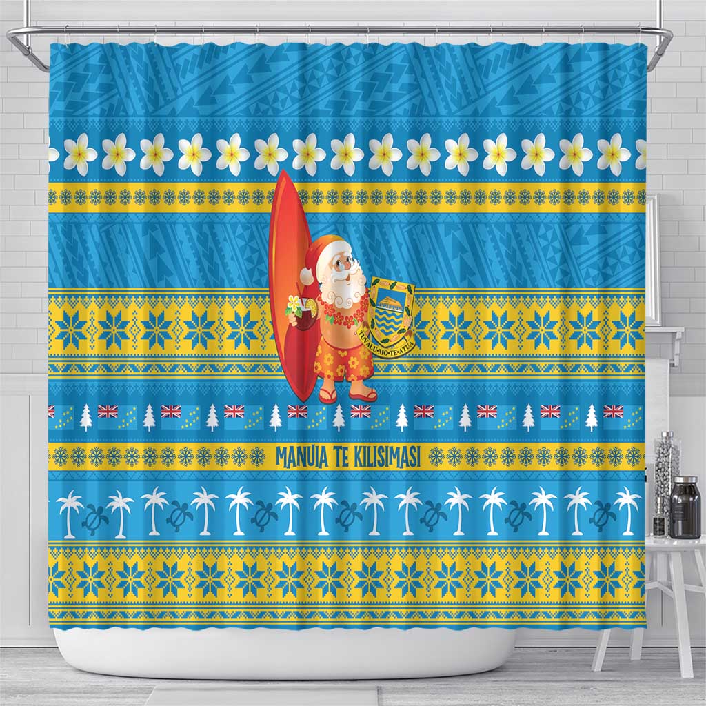 Tuvalu Christmas Shower Curtain Cute Santa Manuia te Kilisimasi LT14 - Polynesian Pride