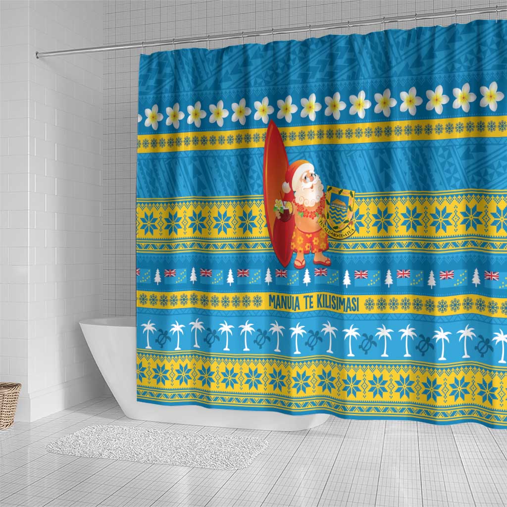 Tuvalu Christmas Shower Curtain Cute Santa Manuia te Kilisimasi LT14 - Polynesian Pride