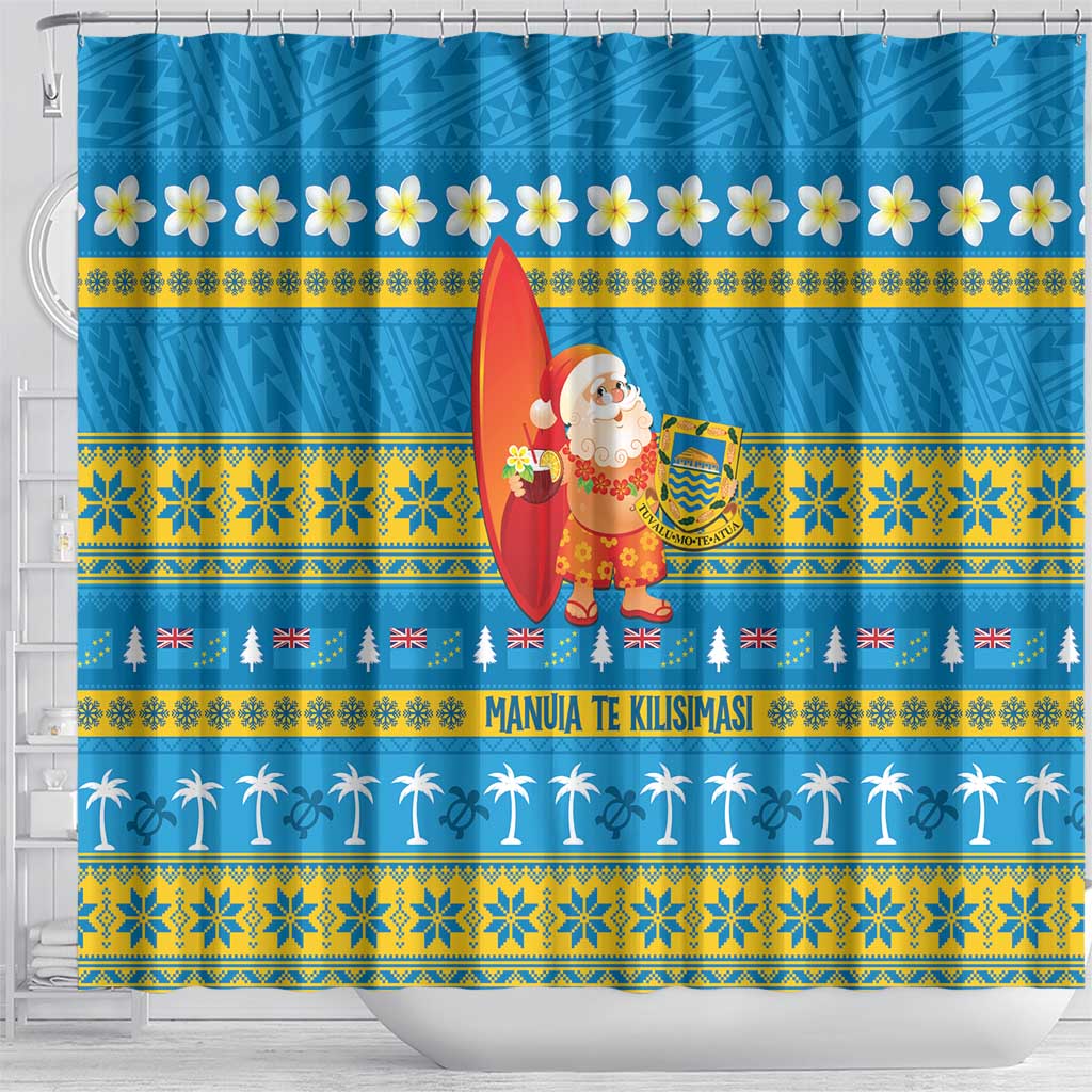 Tuvalu Christmas Shower Curtain Cute Santa Manuia te Kilisimasi LT14 - Polynesian Pride