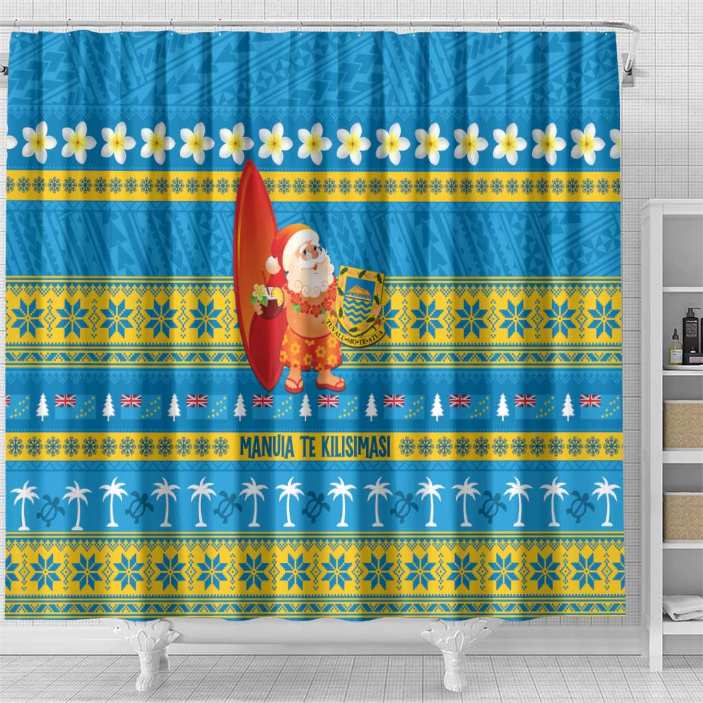 Tuvalu Christmas Shower Curtain Cute Santa Manuia te Kilisimasi LT14 - Polynesian Pride