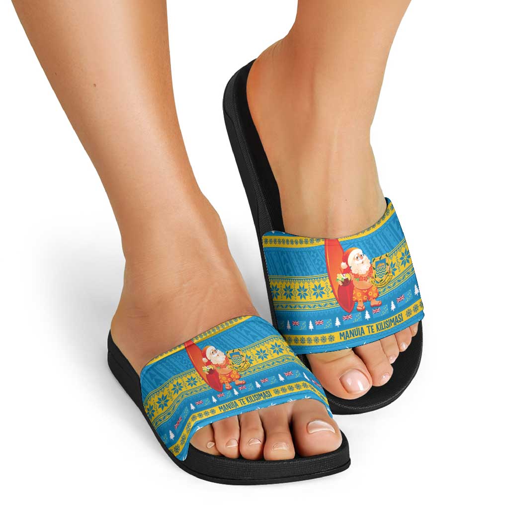 Tuvalu Christmas Slide Sandals Cute Santa Manuia te Kilisimasi - Polynesian Pride