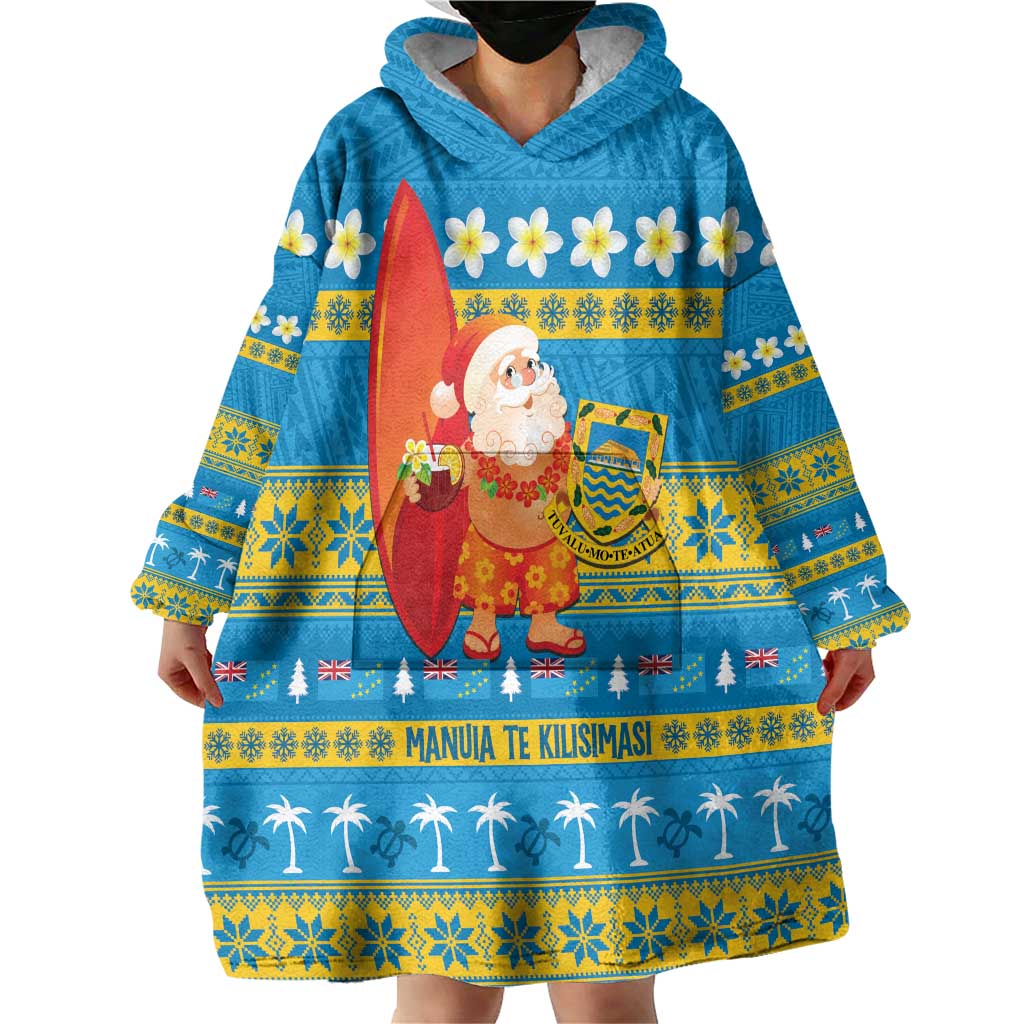 Tuvalu Christmas Wearable Blanket Hoodie Cute Santa Manuia te Kilisimasi LT14 - Polynesian Pride