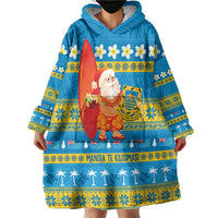 Tuvalu Christmas Wearable Blanket Hoodie Cute Santa Manuia te Kilisimasi LT14 - Polynesian Pride