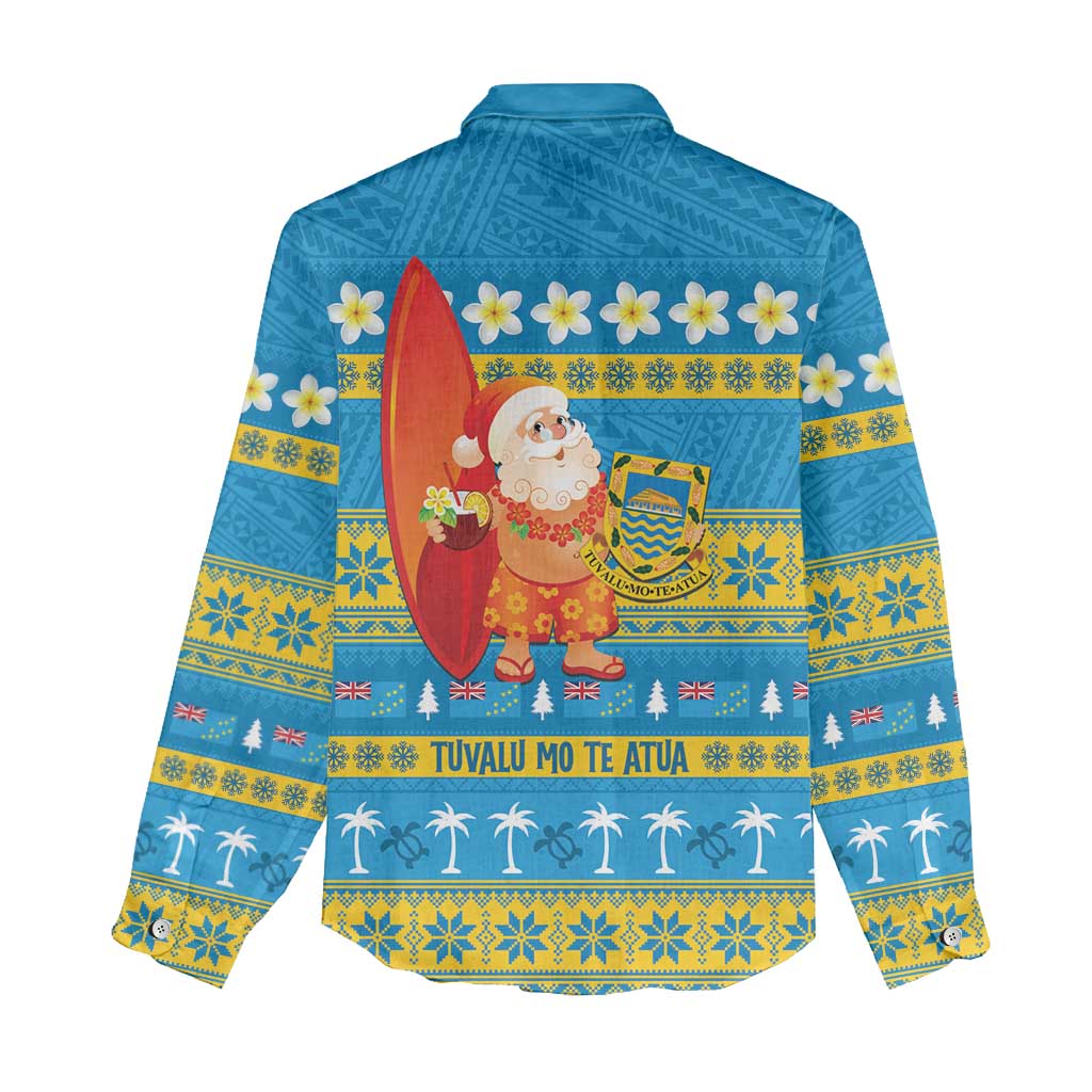 Tuvalu Christmas Women Casual Shirt Cute Santa Manuia te Kilisimasi LT14 - Polynesian Pride