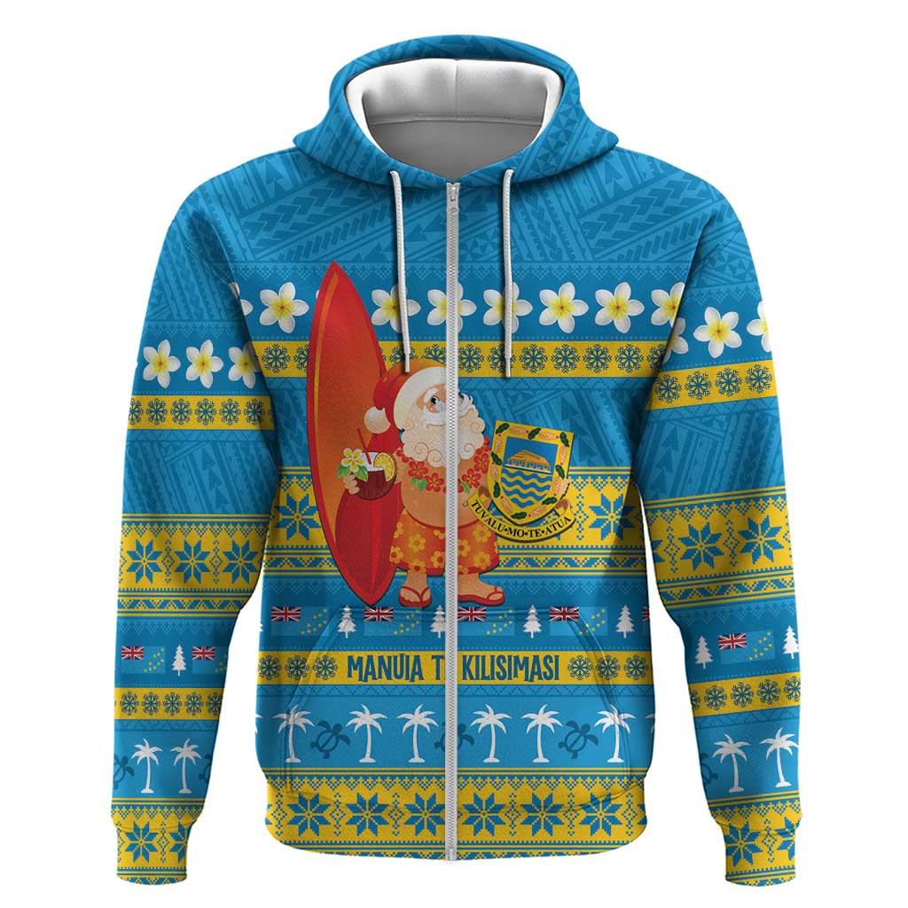 Tuvalu Christmas Zip Hoodie Cute Santa Manuia te Kilisimasi - Polynesian Pride