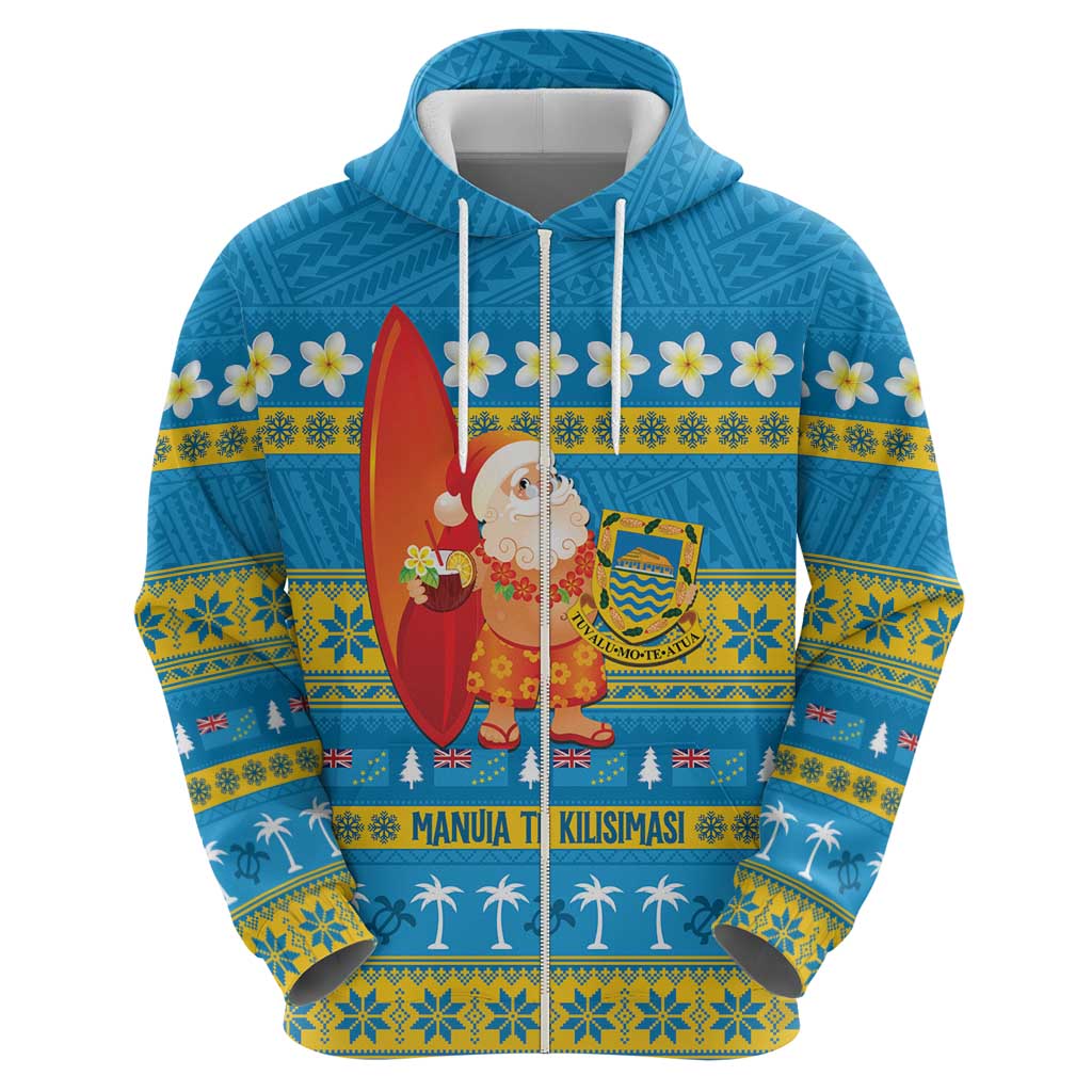 Tuvalu Christmas Zip Hoodie Cute Santa Manuia te Kilisimasi - Polynesian Pride