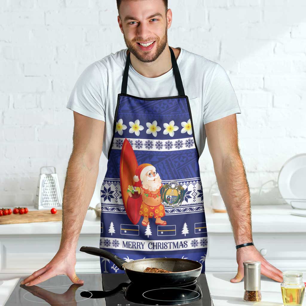 Nauru Christmas Apron Cute Santa Coat Of Arms Merry Xmas - Polynesian Pride