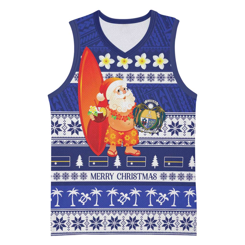 Nauru Christmas Basketball Jersey Cute Santa Coat Of Arms Merry Xmas LT14 Unisex Navy Blue - Polynesian Pride