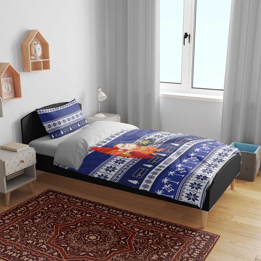 Nauru Christmas Bedding Set Cute Santa Coat Of Arms Merry Xmas - Polynesian Pride