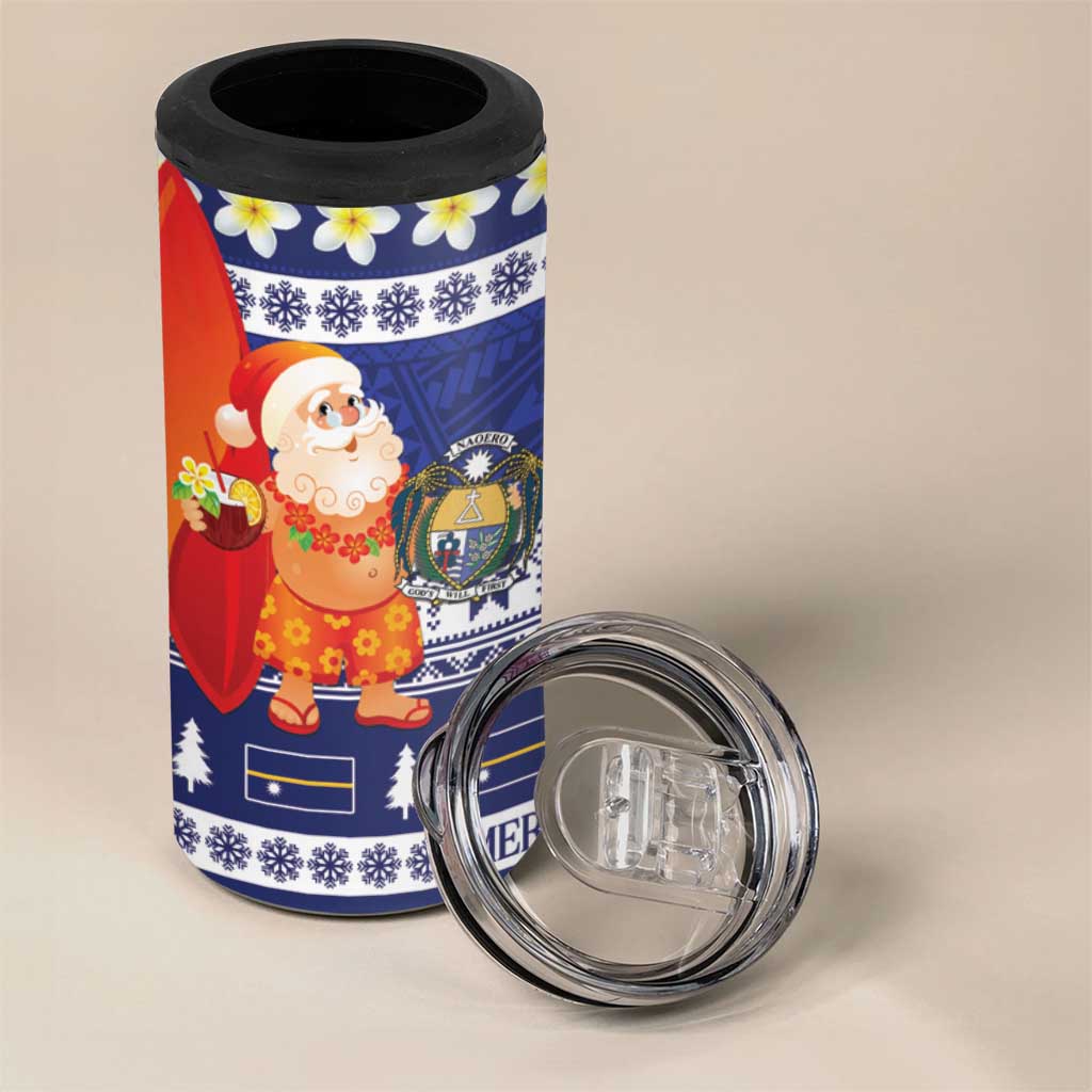 Nauru Christmas 4 in 1 Can Cooler Tumbler Cute Santa Coat Of Arms Merry Xmas - Polynesian Pride