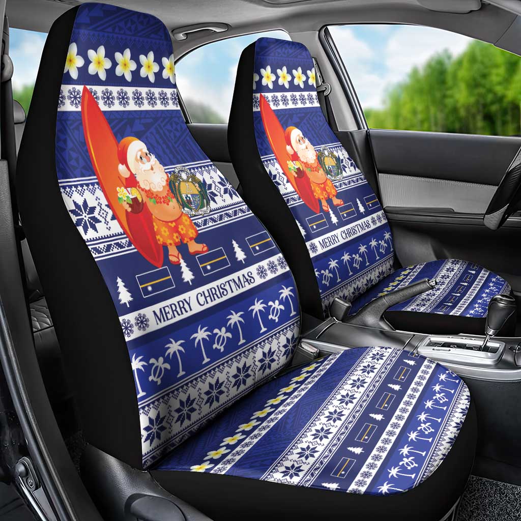 Nauru Christmas Car Seat Cover Cute Santa Coat Of Arms Merry Xmas - Polynesian Pride