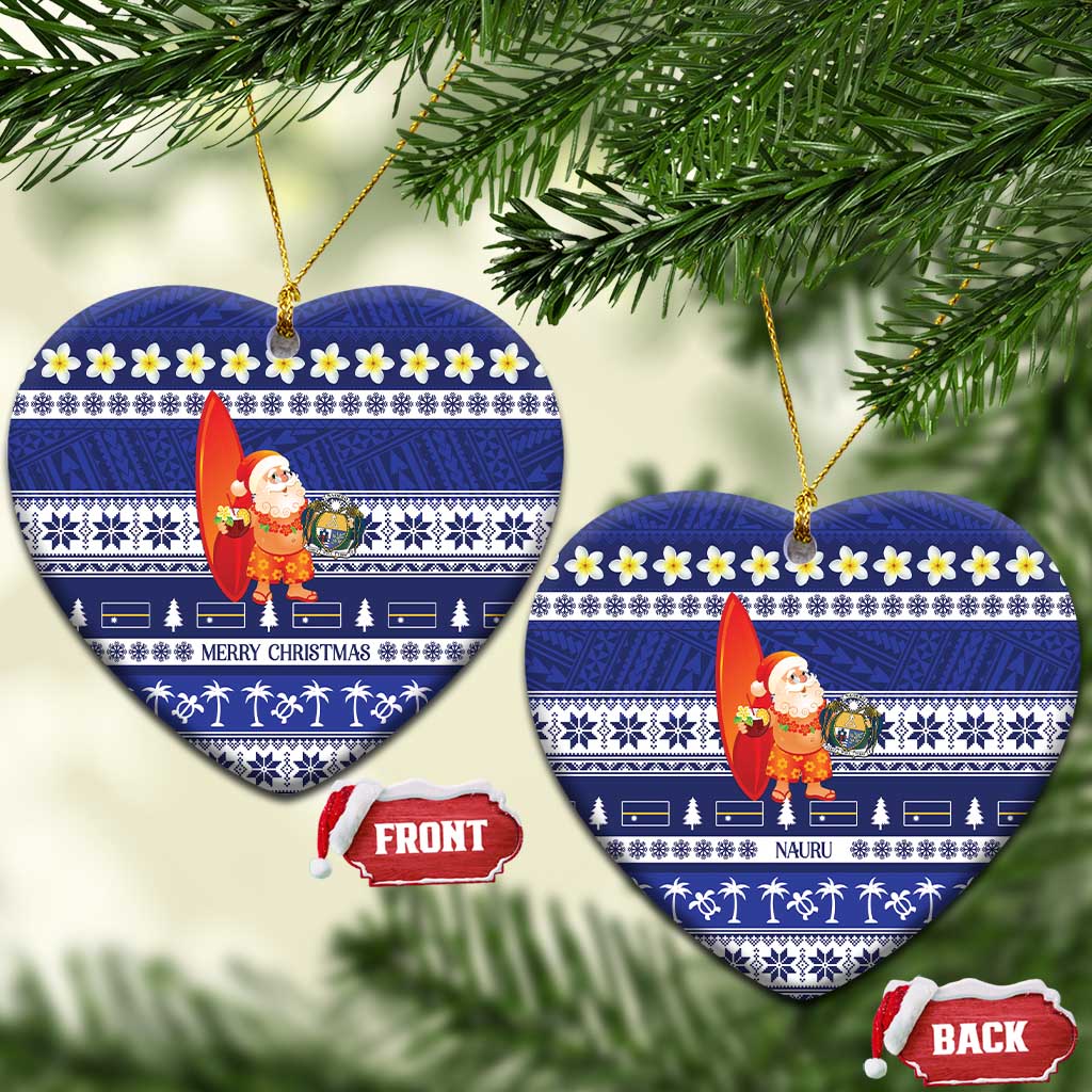 Nauru Christmas Ceramic Ornament Cute Santa Coat Of Arms Merry Xmas - Polynesian Pride