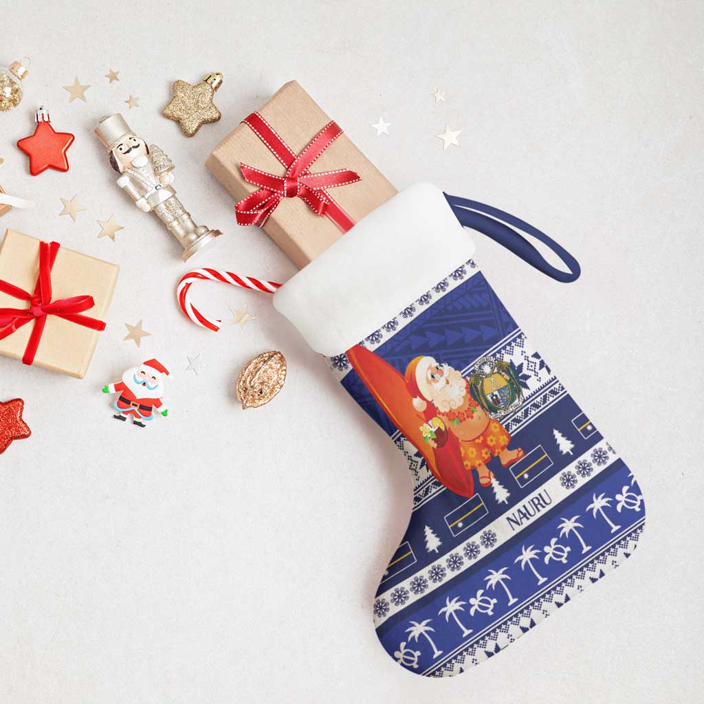 Nauru Christmas Stocking Cute Santa Coat Of Arms Merry Xmas LT14 - Polynesian Pride