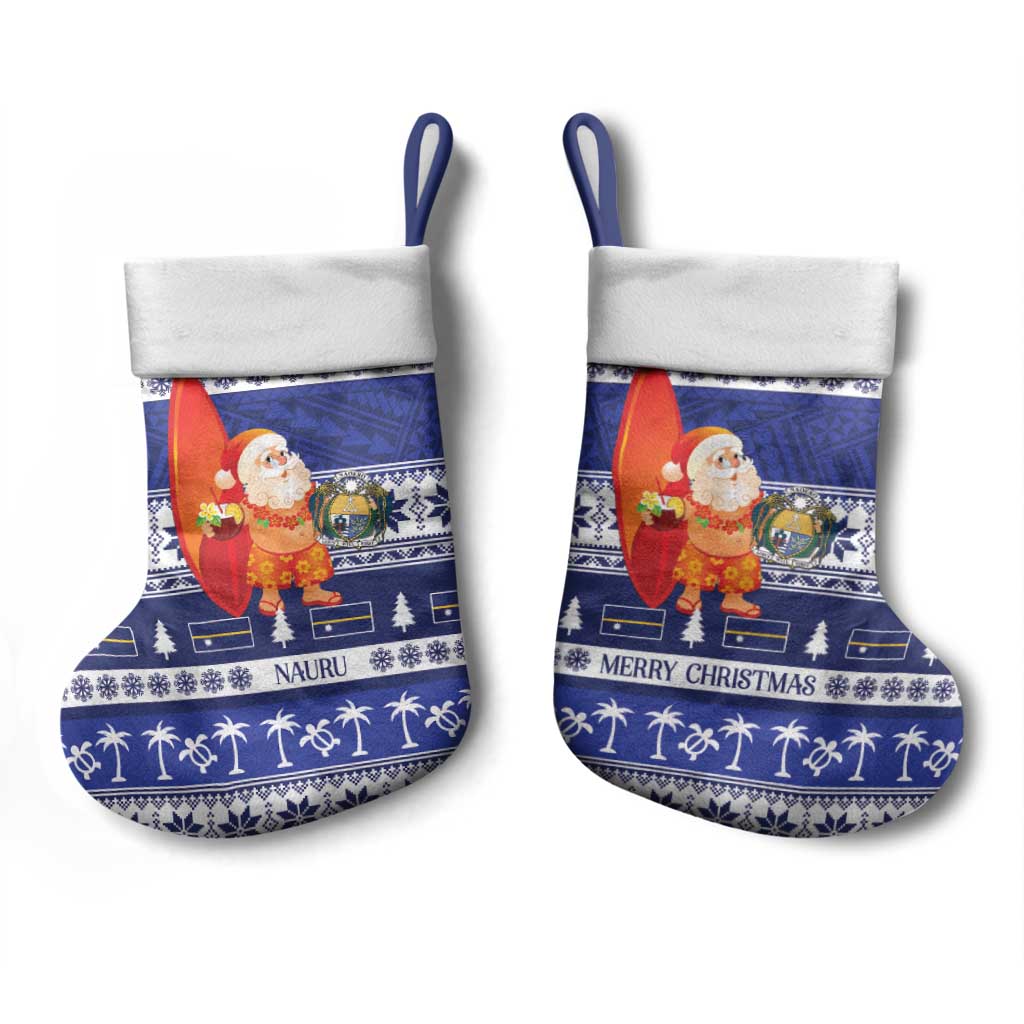 Nauru Christmas Stocking Cute Santa Coat Of Arms Merry Xmas LT14 - Polynesian Pride