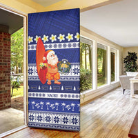 Nauru Christmas Door Cover Cute Santa Coat Of Arms Merry Xmas - Polynesian Pride