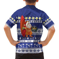 Nauru Christmas Family Matching Long Sleeve Bodycon Dress and Hawaiian Shirt Cute Santa Coat Of Arms Merry Xmas LT14 - Polynesian Pride